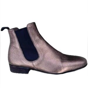 BOEMOS Leather Metallic Bronze Chelsea Ankle Booties Size 8